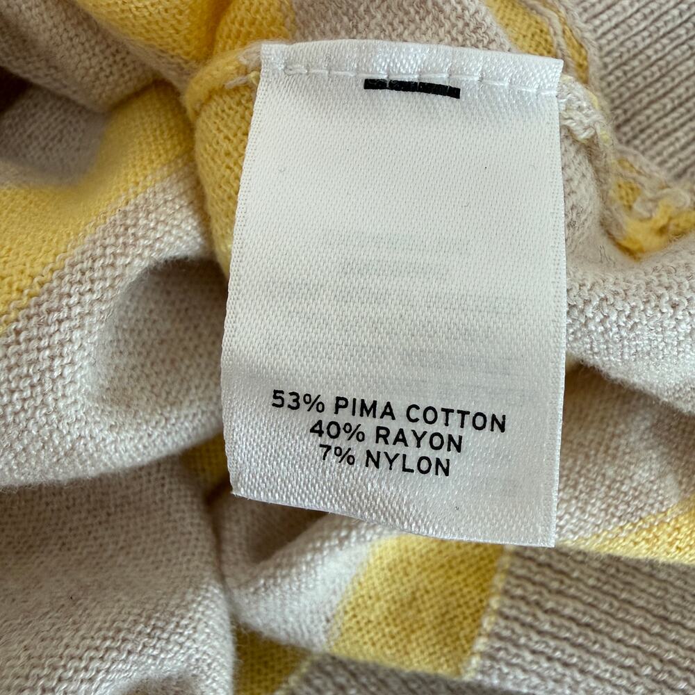 Caslon XL Yellow Stripe Cardigan Pima Cotton Lightweight V Neck - Picture 5 of 8